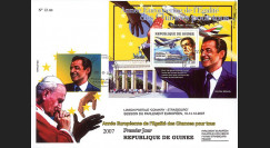A380-92 : 2007 - FDC Rép. de Guinée 1er Jour du bloc "Airbus A380 et Président Sarkozy"