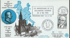 FE29D : 1975 - FDC CE 1er Jour TP 'Schuman' + flamme Strasbg-gare