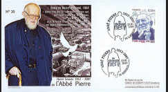 ABP5 : 2010 - FDC Premier Jour TP 'Abbé Pierre' adhésif - oblitération Esteville