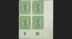 BERL45-1B4 : 1945 - Bloc de 4 TP 5 Pf 'Ours de Berlin' - dentelure Zigzag