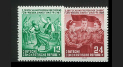 DDR166-167 : 1954 - 2 valeurs DDR '2e congrès mondial de la jeunesse pour la Paix'