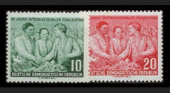 DDR187-188 : 1955 - 2 valeurs DDR '45e anniversaire de la Journée des Femmes'