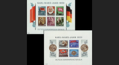 DDR2-3FND : 1953 - 2 blocs non-dentelés DDR '70e anniversaire de la mort de Karl Marx'