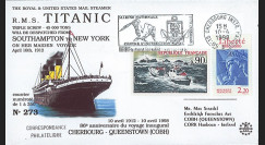 TITANIC98-2 : 1998 - FDC  "86e anniversaire du voyage inaugural du Titanic" - Cherbourg