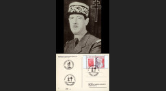 DG10-7 : CP "Portrait Général de Gaulle 1942" oblit. St-Egrève "70e anniv. Appel 18 juin"