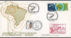 BRASILSAT1 : 1985 - FDC 1er Jour Brésil - lancement du satellite BRASILSAT-1