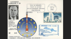 AR28La : 12.9.85 - Carte “Ariane 3 V15 - satellites SPACENET-F3 et ECS-3 non-satellisés”