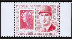 DEB11-3PT2 : 2011 - Porte-timbre TVP rouge "Jour 'J' - De Gaulle