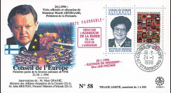 CE47-I : 01-1996 - FDC Conseil de l'Europe "Discours de M. Martti AHTISAARI