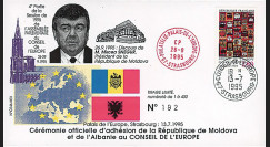 CE46-IIIEX : 07-1995 - FDC Conseil de l'Europe "Adhésion République de Moldova et Albanie au Conseil de l'Europe"