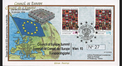 PJ51/52A : 01-1994 - FDC Conseil de l'Europe "Premier des timbres de service du Conseil de l'Europe - Hundertwasser"
