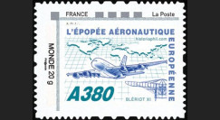 A380-129N1 : 2011 - 1 val. TPP Monde 20g "Blériot XI - A380 volant vers l'Afrique" cadre 'FRANCE - La Poste' à gauche