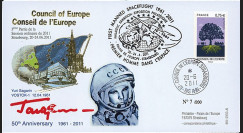 CE62-IIIB : 06-2011 - FDC Conseil de l'Europe "Youri Gagarine - 50 ans 1er Homme dans l'Espace"