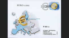 PE599A : 2011 - ESTONIE FDC 1er Jour du TP "Introduction de l'Estonie dans la Zone Euro"