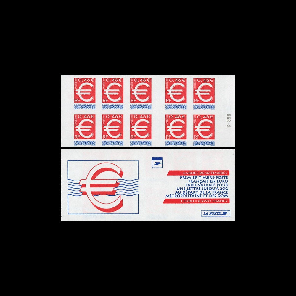 PE378CA-NF : 1999 - France Carnet de 10 valeurs 1er timbre Franc