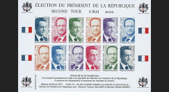 PRES12-10FND : Feuillet 12 vignettes non-dentelées "Présidentielle 2012 - 2e tour"