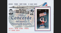 CO-RETV3N3 : 2003 - USA porte-timbre "Dernier vol commercial Concorde Air France"