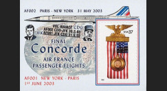 CO-RETV3N5 : 2003 - USA porte-timbre "Dernier vol commercial Concorde Air France"