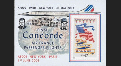 CO-RETV3N7 : 2003 - USA porte-timbre "Dernier vol commercial Concorde Air France"