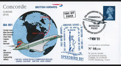G-BOAE7/11 : GB Pli spécial "Reprise des vols Concorde British Airways Londres-NY 7.11.01"