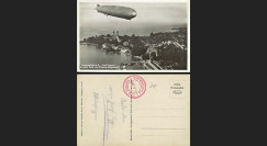 LZ127-086 : 1930 - CP ALLEMAGNE "LZ127 Graf Zeppelin survolant le Château de Friedrichshafen"