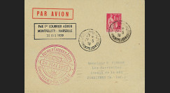 AV-0150T1 : 1939 - Pli PAR AVION "Premier courrier aérien Montpellier - Marseille"