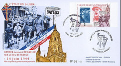 DG13-1T2 : 2013 - FDC "69 ans Retour Général DE GAULLE - Discours de Bayeux / WWII"