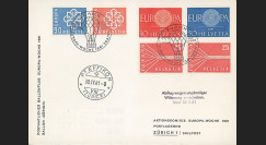 F22 : FDC SUISSE 1er Jour voyagée “Vol postal par ballon 'Zürich' - Europa Woche 1961"