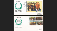 DG91-UG1/2L : 1991 - 2 FDC Rép. d’Ouganda (Afrique) "Centenaire naissance de Gaulle"