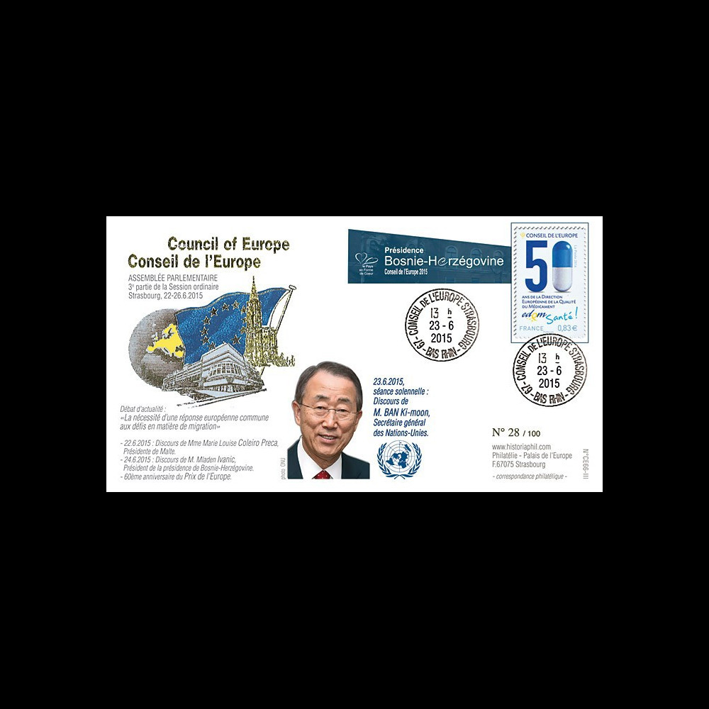 CE66-III : 06-2015 - FDC Conseil de l'Europe "Ban KI-MOON