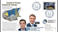 CE67-III : 06-16 FDC Conseil de l'Europe "Discours MM. Tsipras (Grèce) & Rõivas (Estonie)"