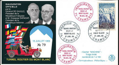 FE12a-T1 : 1965 FRANCE FDC "Inauguration tunnel du Mont-Blanc / DE GAULLE - SARAGAT"