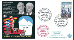 FE12a-T2 : 1965 FRANCE FDC "Inauguration tunnel du Mont-Blanc / DE GAULLE - SARAGAT"