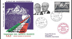 FE12ba-T4 : 1965 ITALIE FDC "Inauguration tunnel du Mont-Blanc / DE GAULLE - SARAGAT"