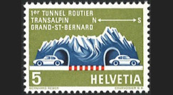 SUI-10LN : 1964 Suisse Timbre "Inauguration Gd-St-Bernard 1er tunnel routier transalpin"