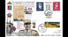 DEB14-33 : 2015 Maxi-FDC 70 ans Débarquement Provence - Opération Dragoon - de Lattre